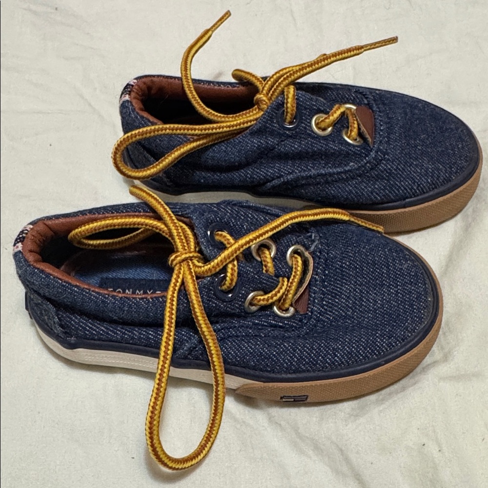 Tommy Hilfiger Denim Blue Yellow Shoelaces Sneakers Toddler Shoes US 5 EU 21